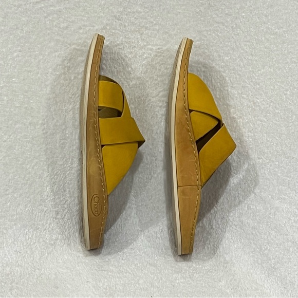 Chaco Ochre Yellow Wayfarer Slide Leather Sandals Size 8 - Picture 9 of 12